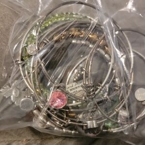 Alex and Ani Silver and Pink Charm Bracelets